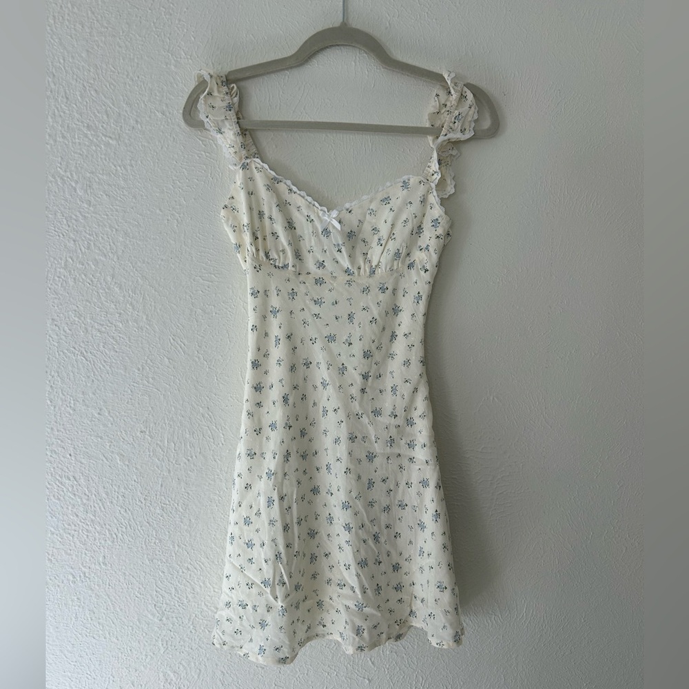 Princess Polly Cream and Blue Floral Dress